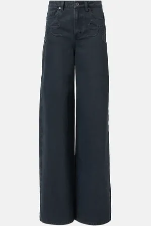Self-Portrait Mid-Rise Wide-Leg Jeans
