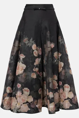 ZIMMERMANN Midirock Crush Flared aus Leinen und Seide