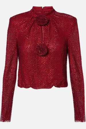 Self-Portrait Bluse mit Kristallen