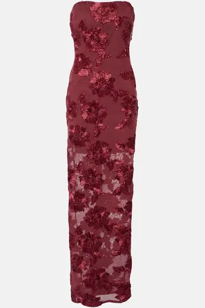 ROTATE Besticktes Maxikleid aus Mesh