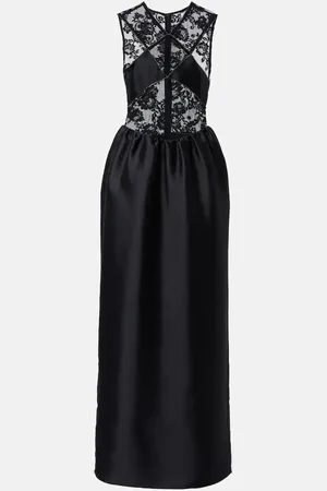 Self-Portrait Maxikleid aus Taft mit Spitze