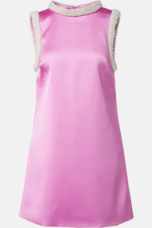 Self-Portrait Minikleid aus Satin mit Zierperlen