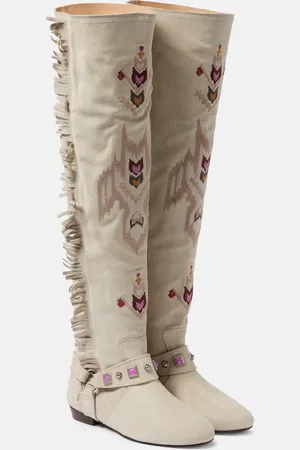 Isabel Marant Bestickte Stiefel Soksa aus Veloursleder