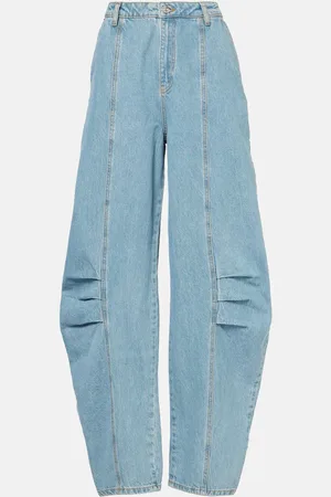 ROTATE High-Rise Barrel Jeans