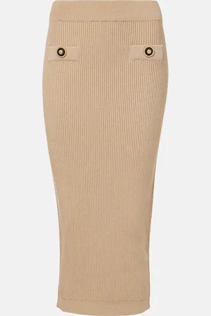 Balmain Bleistiftrock aus Rippstrick