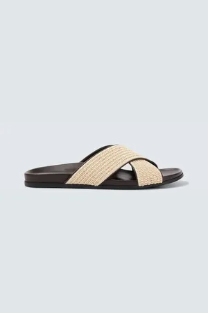 Manolo Blahnik Sandalen Chiltern aus Raffiabast mit Leder