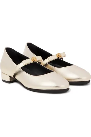 VERSACE Mary-Jane-Ballerinas aus Metallic-Leder