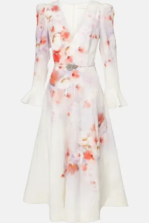 ZIMMERMANN Midikleid Crush aus Leinen mit Kristallen