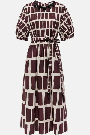 Max Mara Bedrucktes Midikleid aus Baumwollpopeline