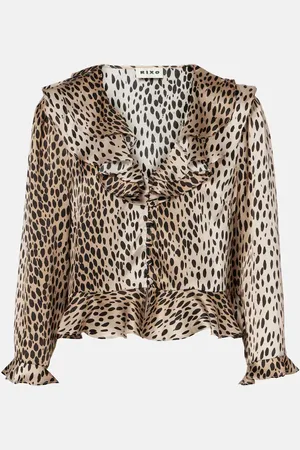 RIXO London Bedruckte Bluse Atlas aus Seide