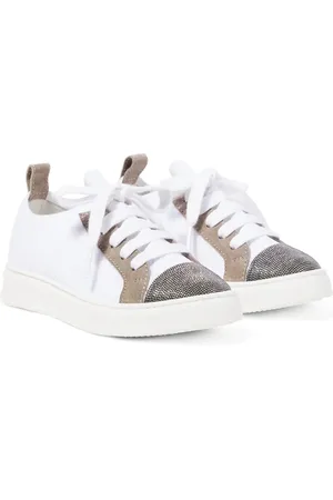 Brunello Cucinelli Verzierte Sneakers aus Canvas mit Leder