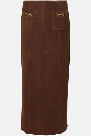 RIXO London Midirock Edwina aus Veloursleder