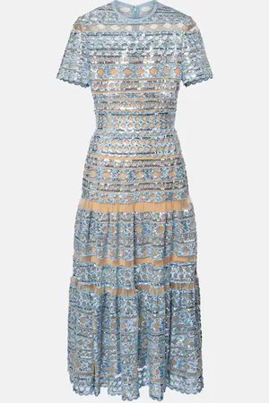 Elie saab Maxikleid aus Tüll mit Pailletten
