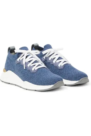 Brunello Cucinelli Sneakers aus Baumwolle und Veloursleder