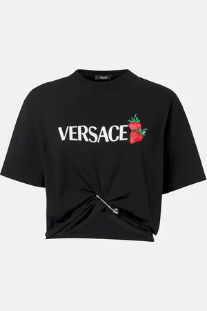VERSACE Bedrucktes Cropped-Top aus Baumwolle