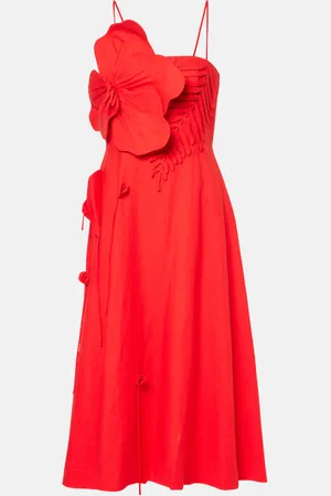 Farm Rio Besticktes Midikleid aus einem Leinengemisch