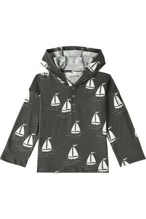 Mini Rodini Bedruckter Hoodie Sailing Boats aus Baumwolle