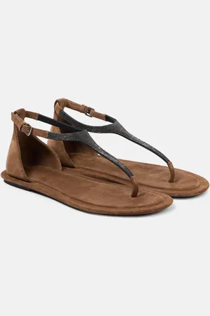 Brunello Cucinelli Sandalen Monili aus Veloursleder