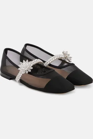 Mach & Mach Verzierte Ballerinas Crystal Flower aus Mesh