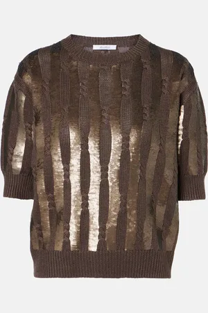 Max Mara Top Empoli aus Leinen mit Pailletten