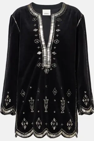 Isabel Marant Verziertes Minikleid Helene aus Baumwollsamt