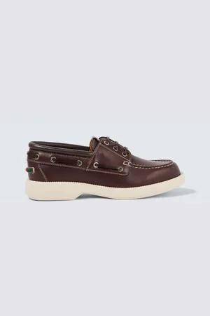 Gucci Segelschuhe Web Stripe aus Leder