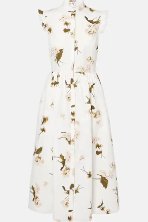 Erdem Bedrucktes Midikleid aus Baumwollpopeline