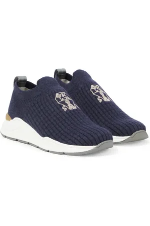 Brunello Cucinelli Sneakers aus Strick mit Veloursleder