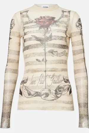 Jean Paul Gaultier Bedrucktes Top aus Mesh