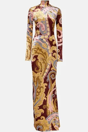 Etro Bedrucktes Maxikleid aus Samt