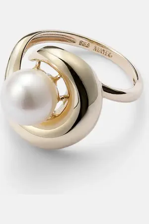 Mateo Ring Pearl Curl aus 14kt Gelbgold mit Süßwasserperle