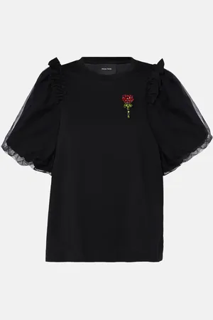 Simone Rocha Verziertes Top aus Tüll und Jersey