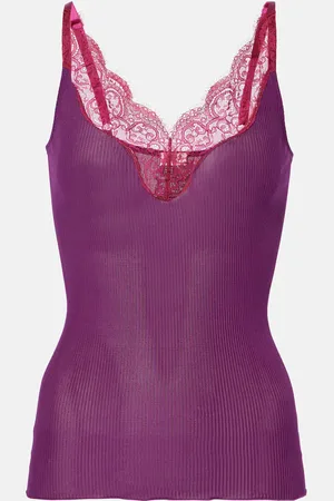 Saint Laurent Top aus Seiden-Jersey mit Spitze