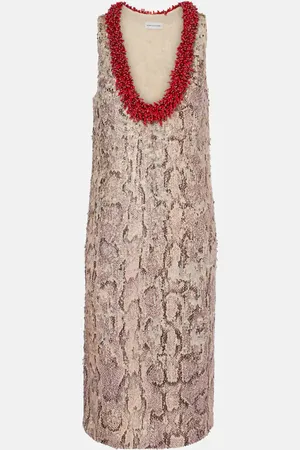 DRIES VAN NOTEN Bedrucktes Midikleid mit Pailletten