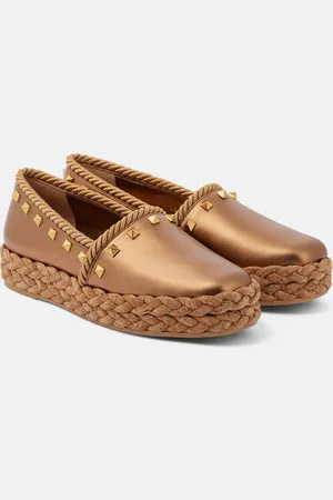 VALENTINO GARAVANI Espadrilles Rockstud aus Metallic-Leder