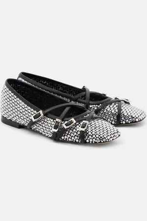 Mach & Mach Ballerinas aus Mesh mit Kristallen