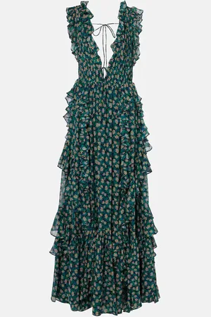 ULLA JOHNSON Bedruckte Robe Florella aus Seiden-Georgette