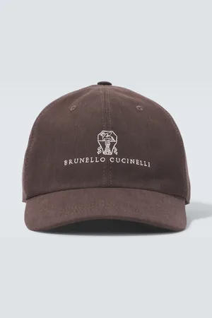 Brunello Cucinelli Baseballcap aus Leinen mit Leder