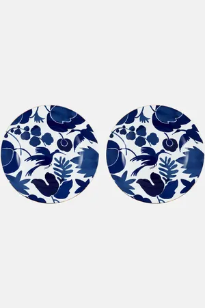La DoubleJ Set Wildbird Blu aus zwei Speisetellern