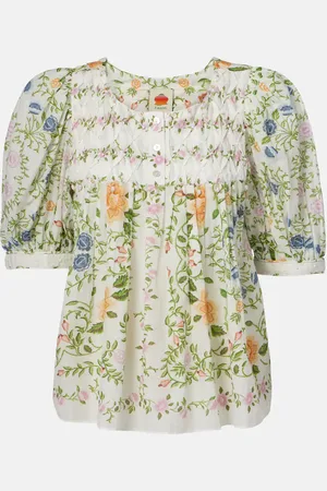 Farm Rio Verzierte Bluse Folk Floral aus Baumwolle
