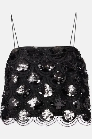 ROTATE Cropped-Top mit Pailletten