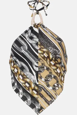 AREA Bedrucktes Cropped-Top mit Kristallen