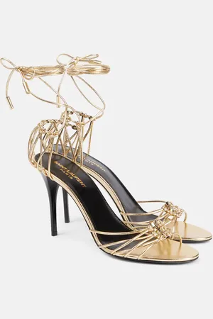 Saint Laurent Sandalen Babylone 90 aus Metallic-Leder