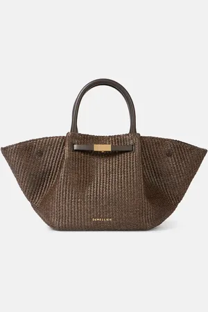 DeMellier Tote New York Midi aus Raffiabast mit Leder