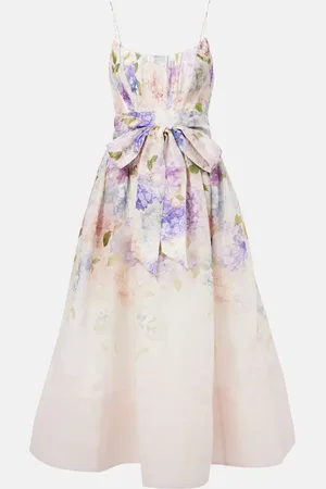 ZIMMERMANN Bedrucktes Kleid Dawning aus Seide und Leinen