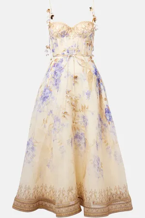 ZIMMERMANN Midikleid Dawning aus Leinen und Seide