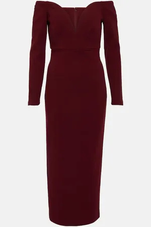 Roland Mouret Off-Shoulder-Midikleid aus Wolle