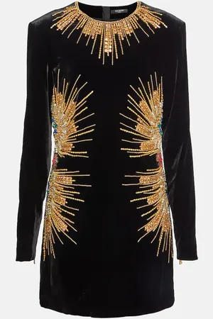 Balmain Verziertes Minikleid aus Samt