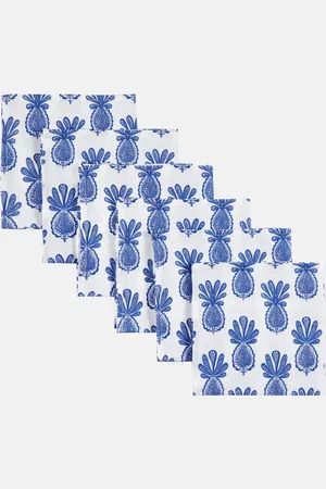 La DoubleJ Set Pineapple Blu aus sechs Servietten