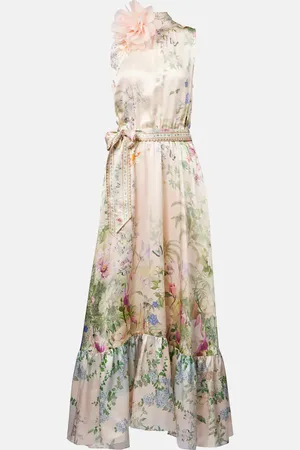 Camilla Verziertes Maxikleid aus Seide